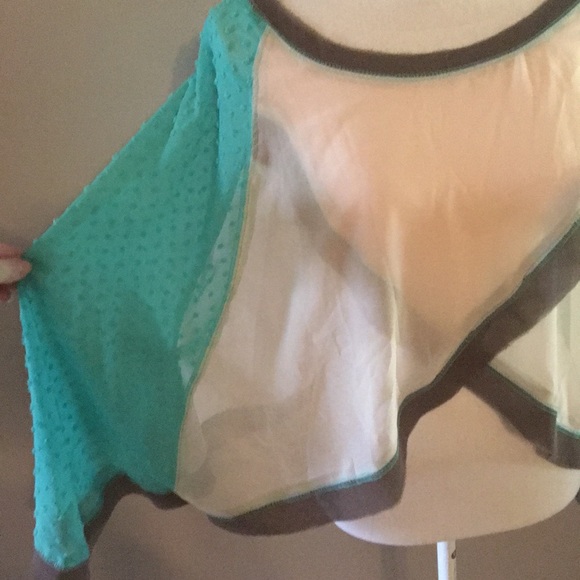 Doe & Rae Sheer Top with Dolman Swiss Dot Sleeves - Picture 6 of 8